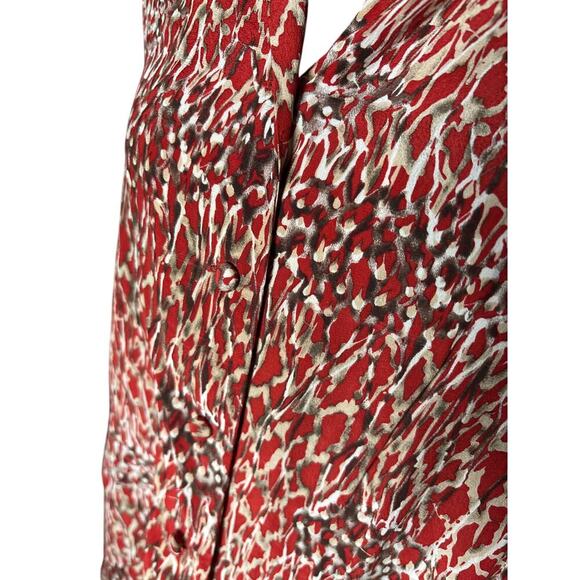 Women's Size 14 Jacqueline Ferrar 100% Silk Blouse Red Animal Print - Picture 5 of 7